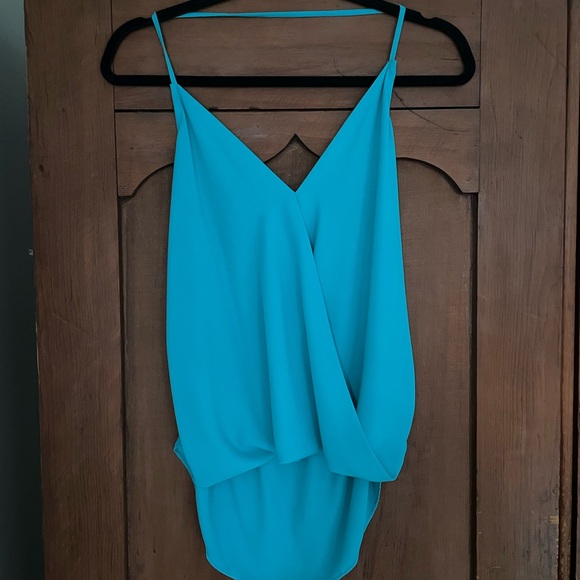 South Moon Under Tops - Vibrant Turquoise Draped Tank Top